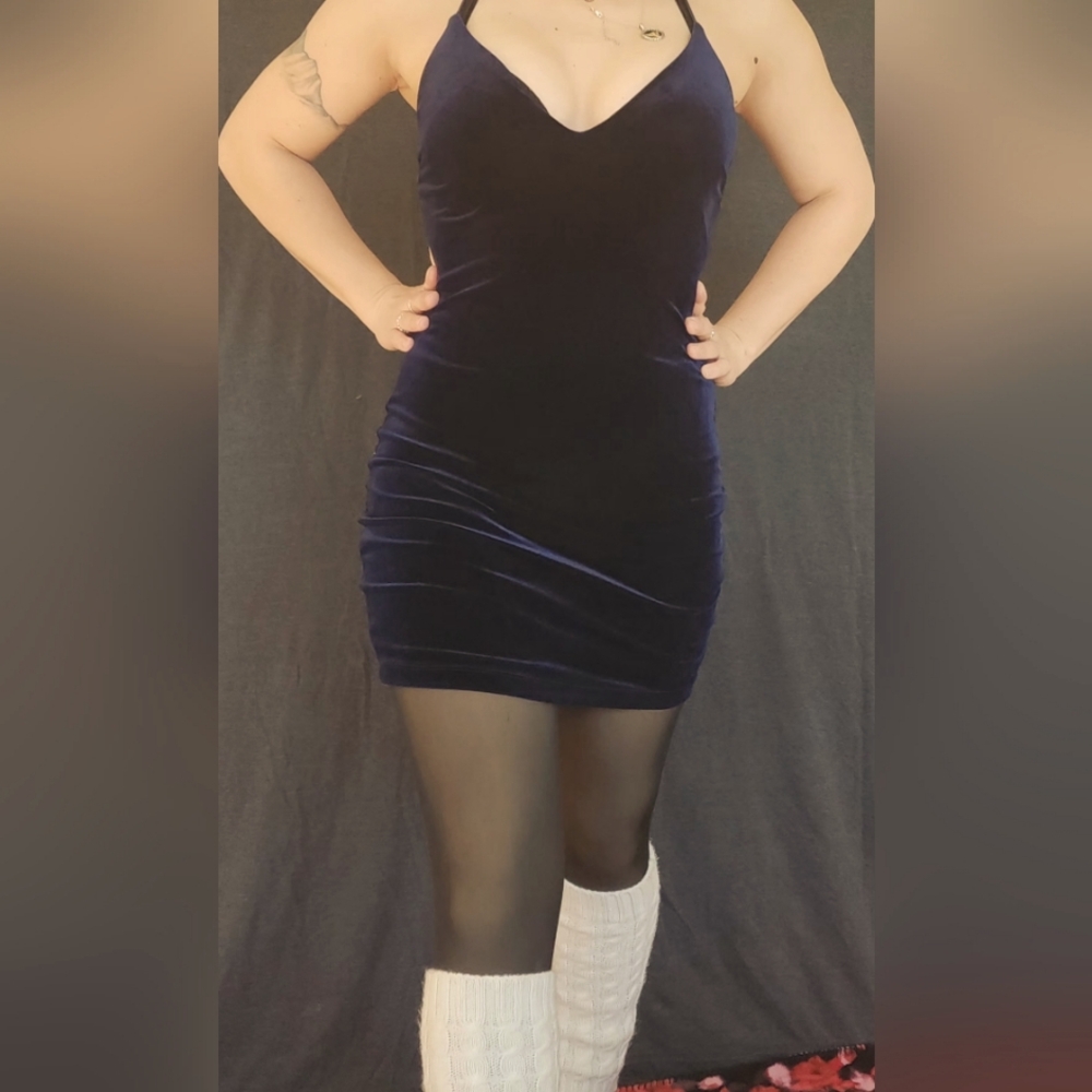 Cobalt Velvet String-Back Dress